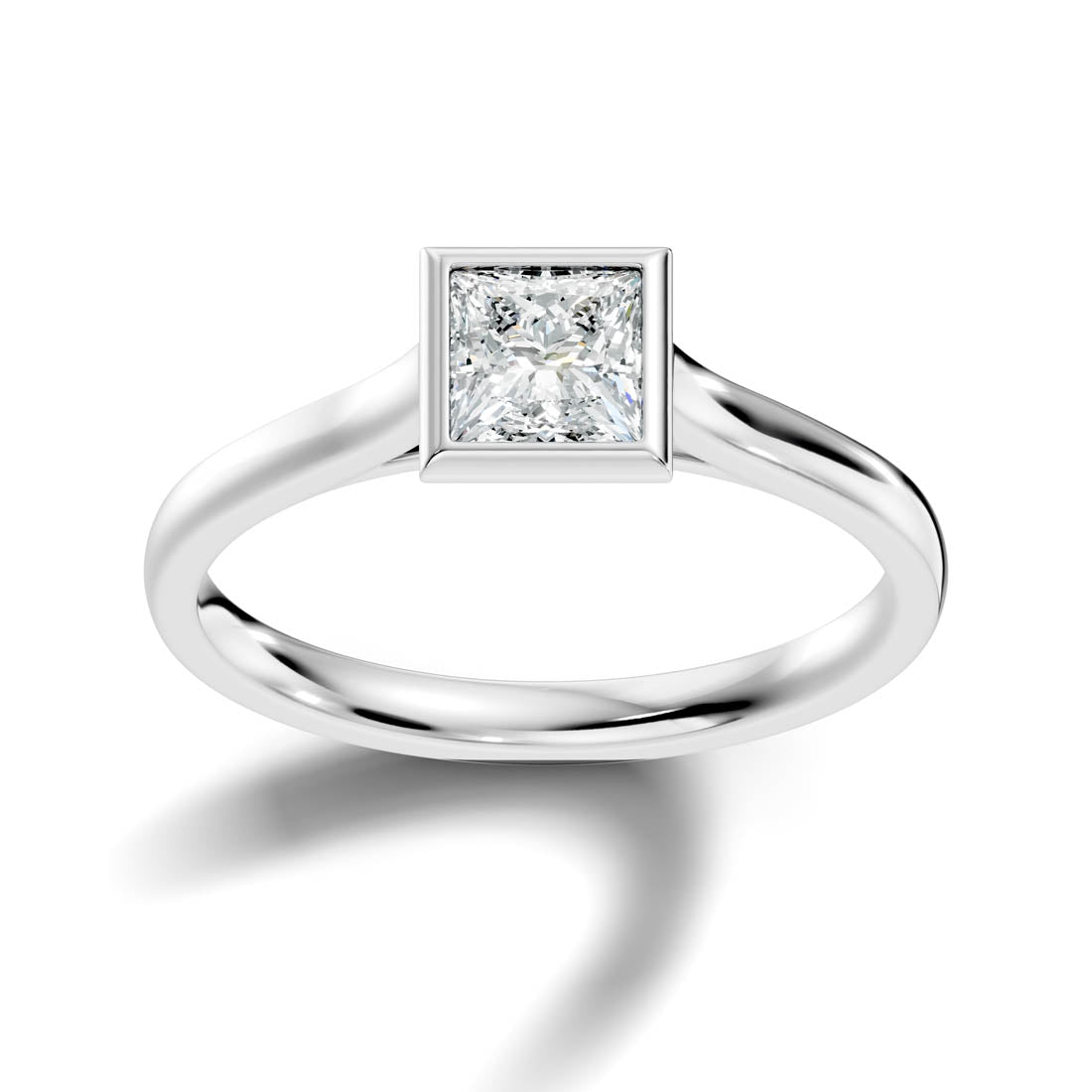 .75 Ct. Princess-Cut Diamond Solitaire Ring with Bezel Setting (b9-d) 10