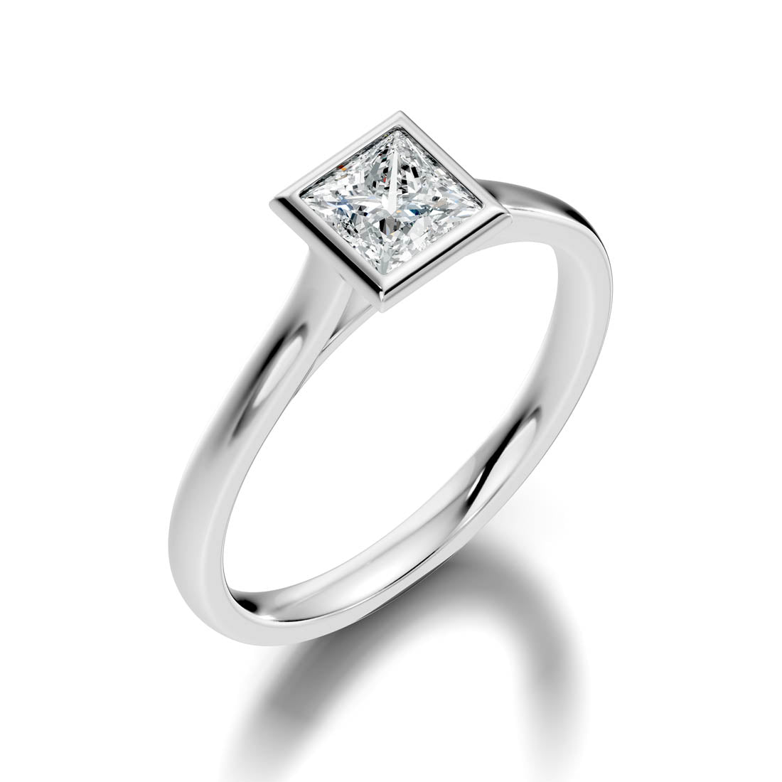 .75 Ct. Princess-Cut Diamond Solitaire Ring with Bezel Setting (b9-d) 12