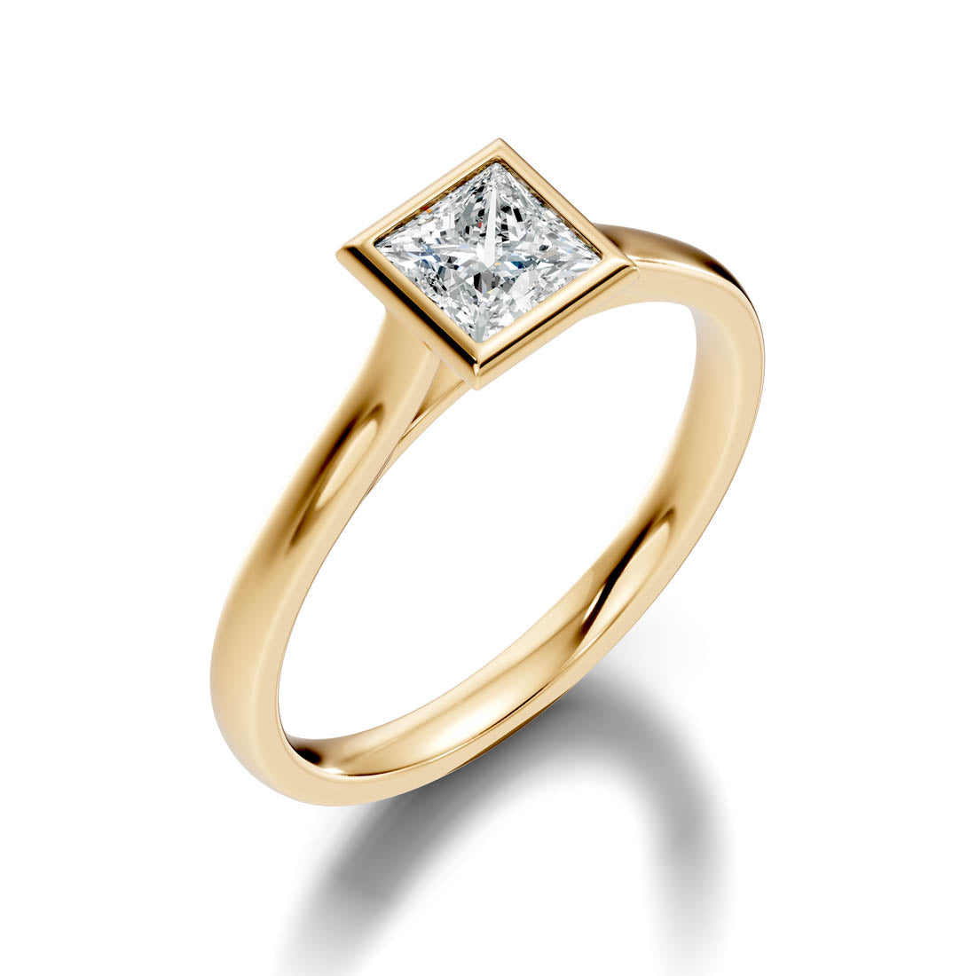 .75 Ct. Princess Diamond Bezel-Set Solitaire Ring (b9-d) 12