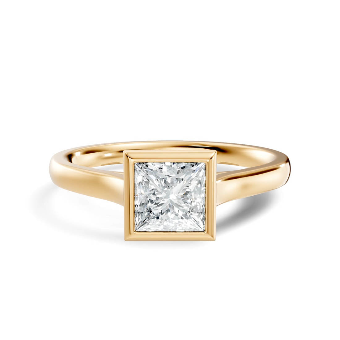 .75 Ct. Princess Diamond Bezel-Set Solitaire Ring (b9-d) 15