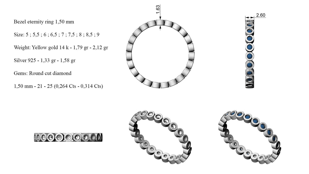 .26 Ct. Round Diamond Bezel Eternity Band (BZE1) 16