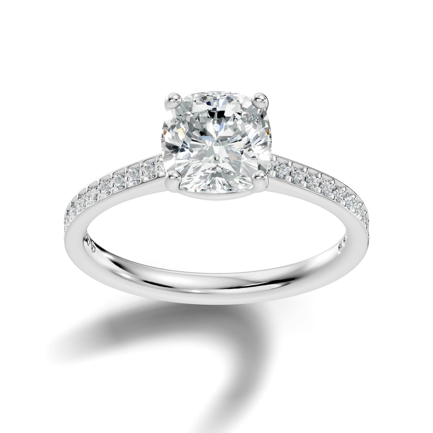 1.70 Ct. Cushion Cut Pavé Diamond Engagement Ring (10CUP)