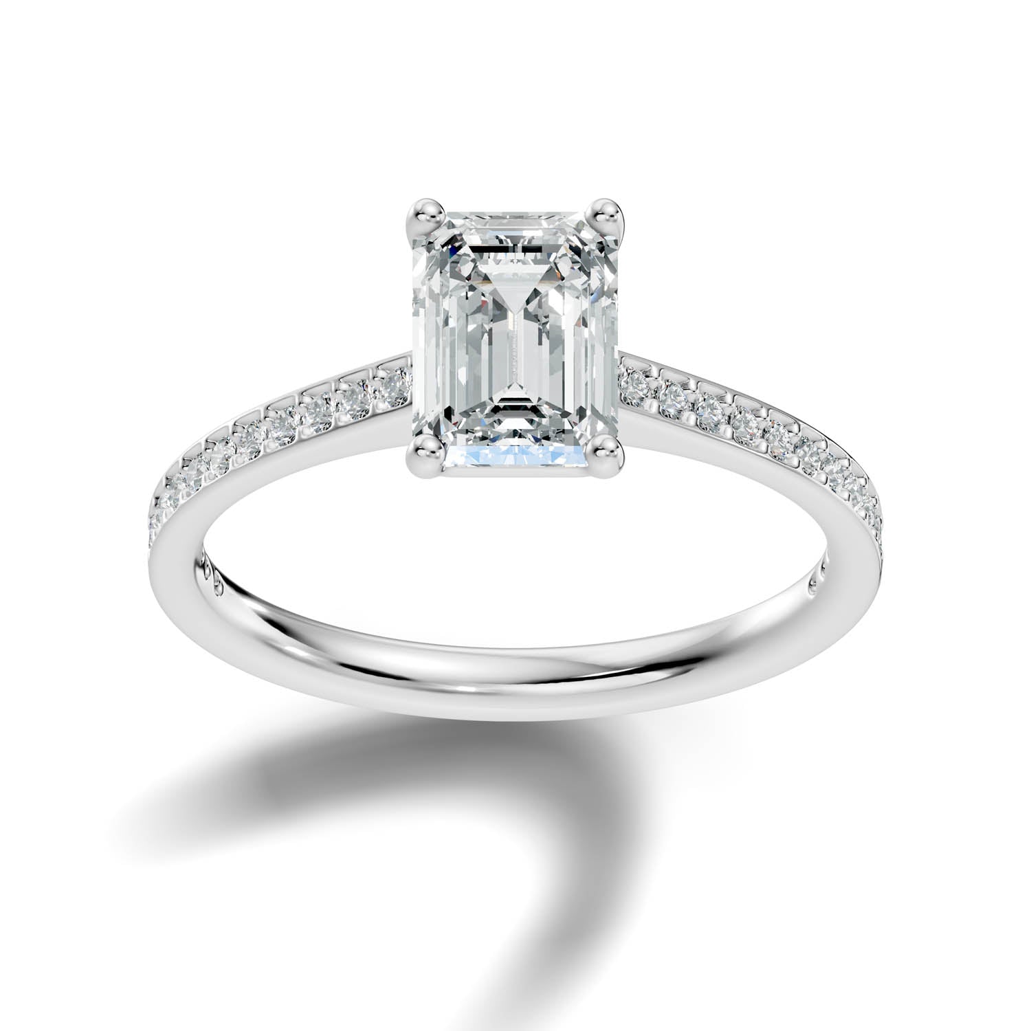 1.65 Ct. Emerald Cut Pavé Diamond Engagement Ring (10EMP)