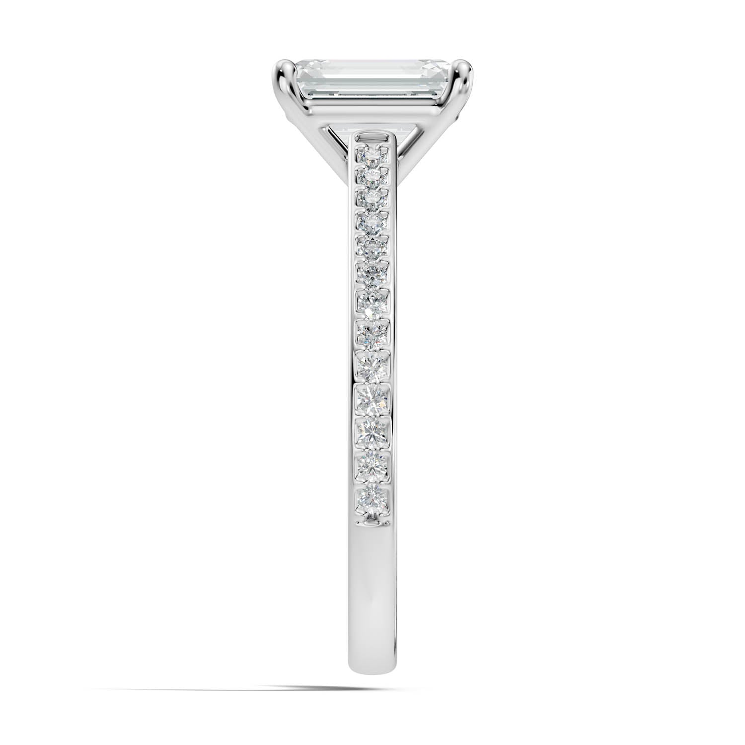 1.65 Ct. Emerald Cut Pavé Diamond Engagement Ring (10EMP) 9