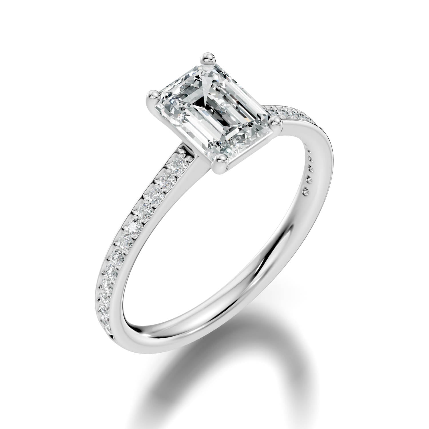 1.65 Ct. Emerald Cut Pavé Diamond Engagement Ring (10EMP) 10