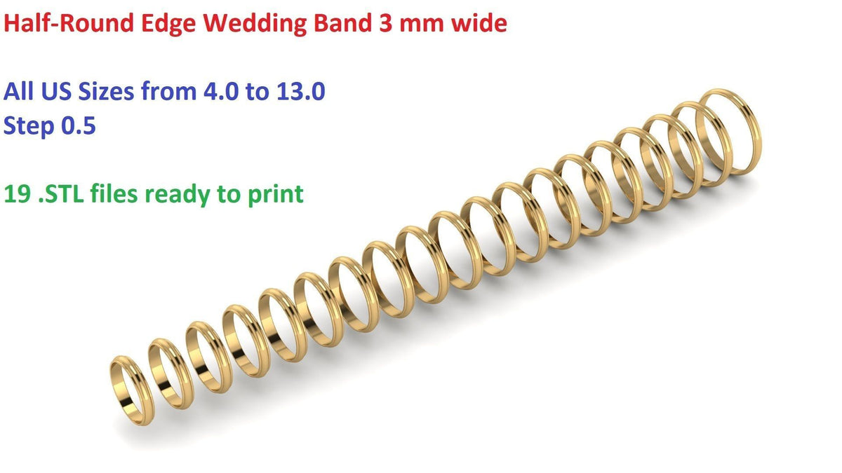 Classic Half-Round Wedding Band with Polished Comfort Fit Design (HREW300) 17