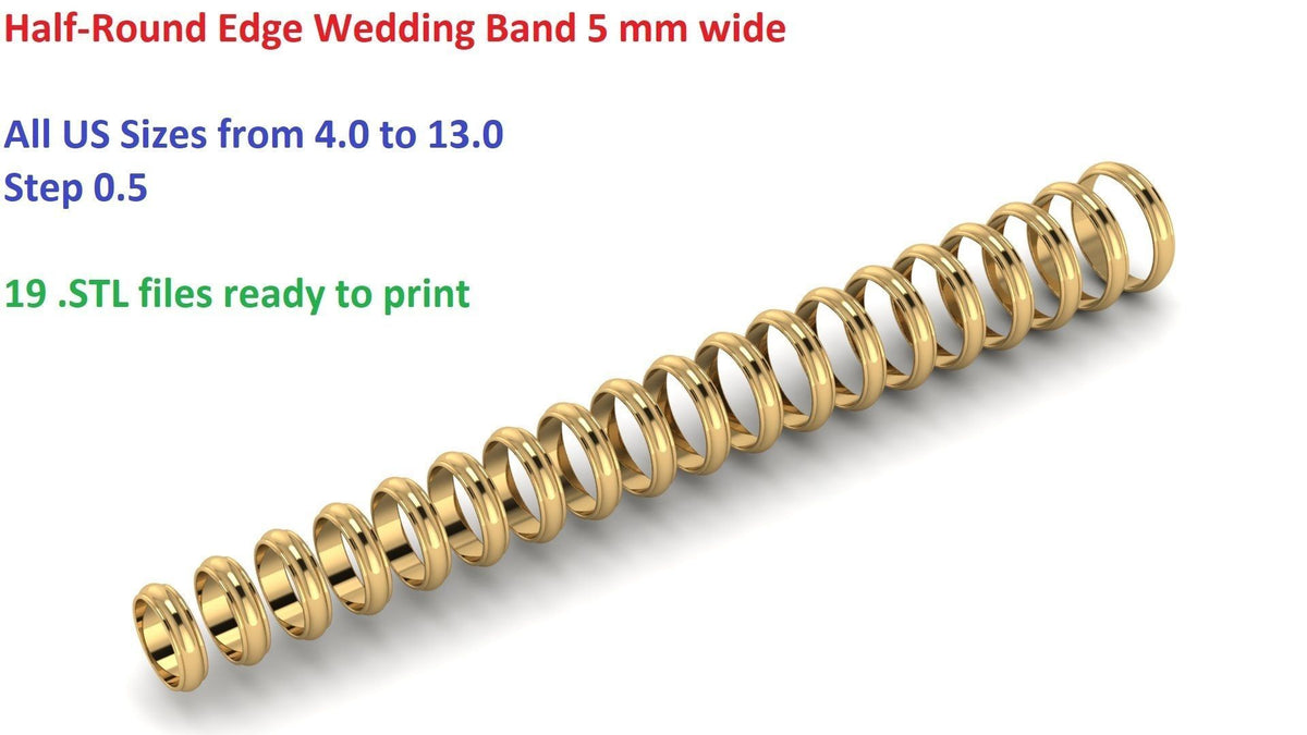 Classic Half-Round Wedding Band with Polished Comfort Fit Design (HREW500) 13