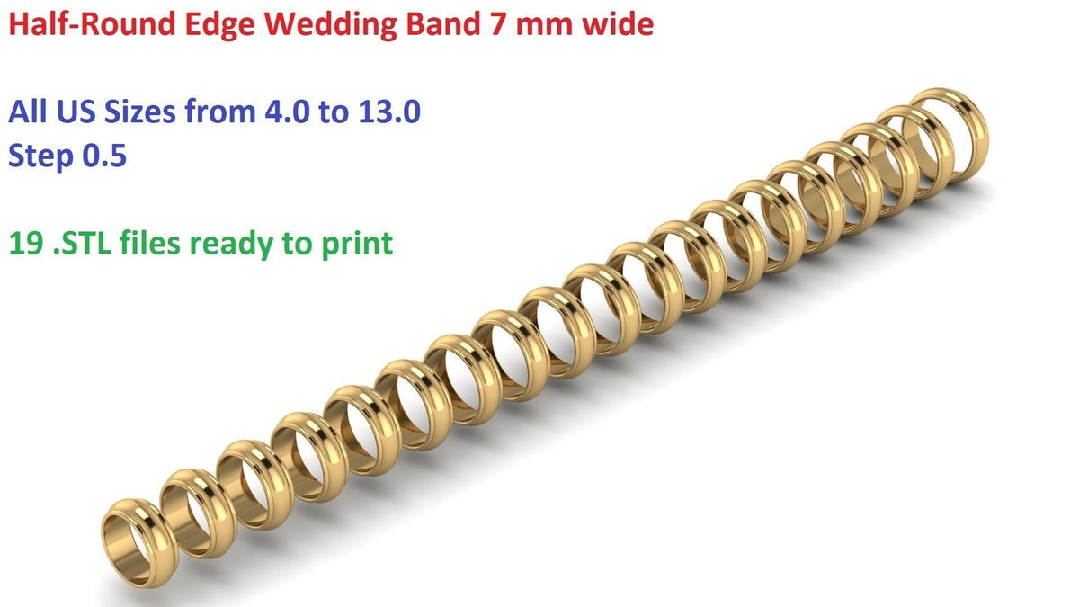 Bold Half-Round Wedding Band with Polished Comfort Fit Design (HREW700) 18
