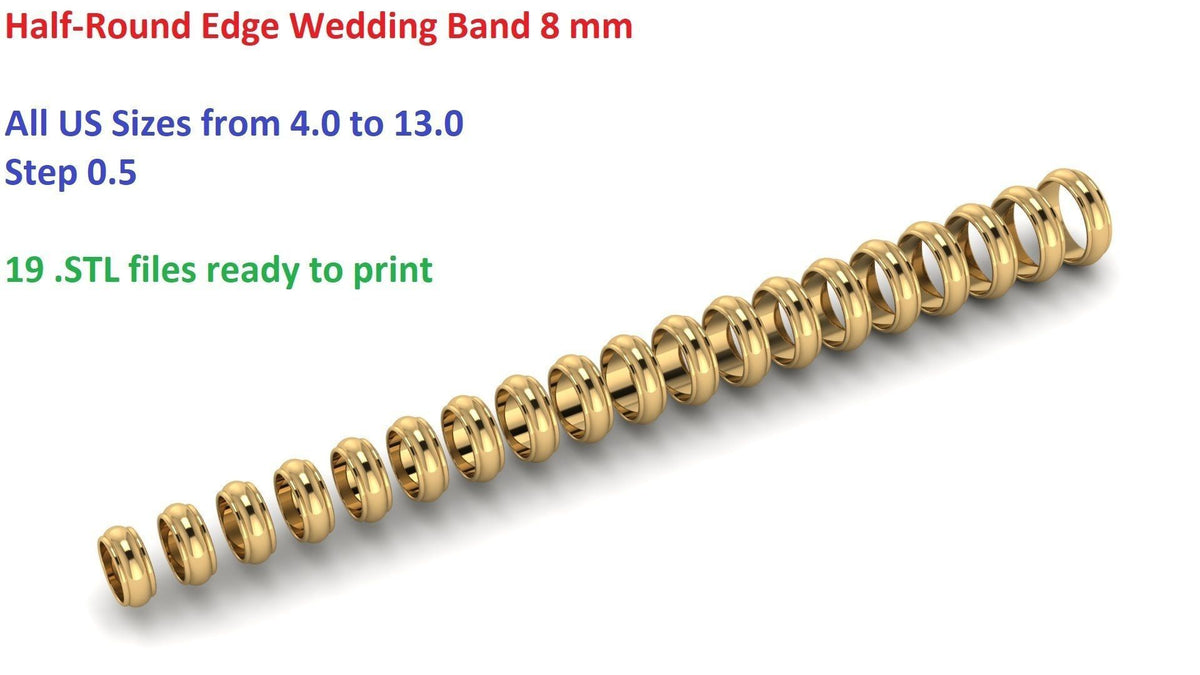 Wide Half-Round Wedding Band with Polished Domed Profile (HREW800) 16