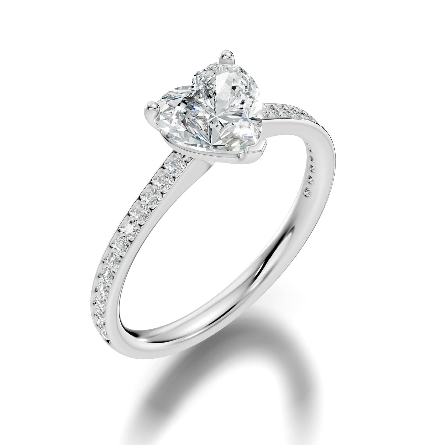 1.67 Ct. Heart Cut Pavé Diamond Engagement Ring (10HEP) 4
