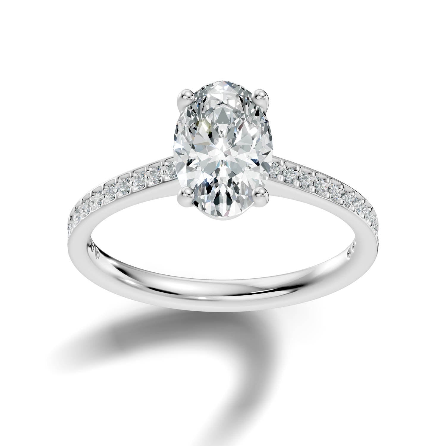 1.62 Ct. Oval Cut Pavé Diamond Engagement Ring (10OVP)