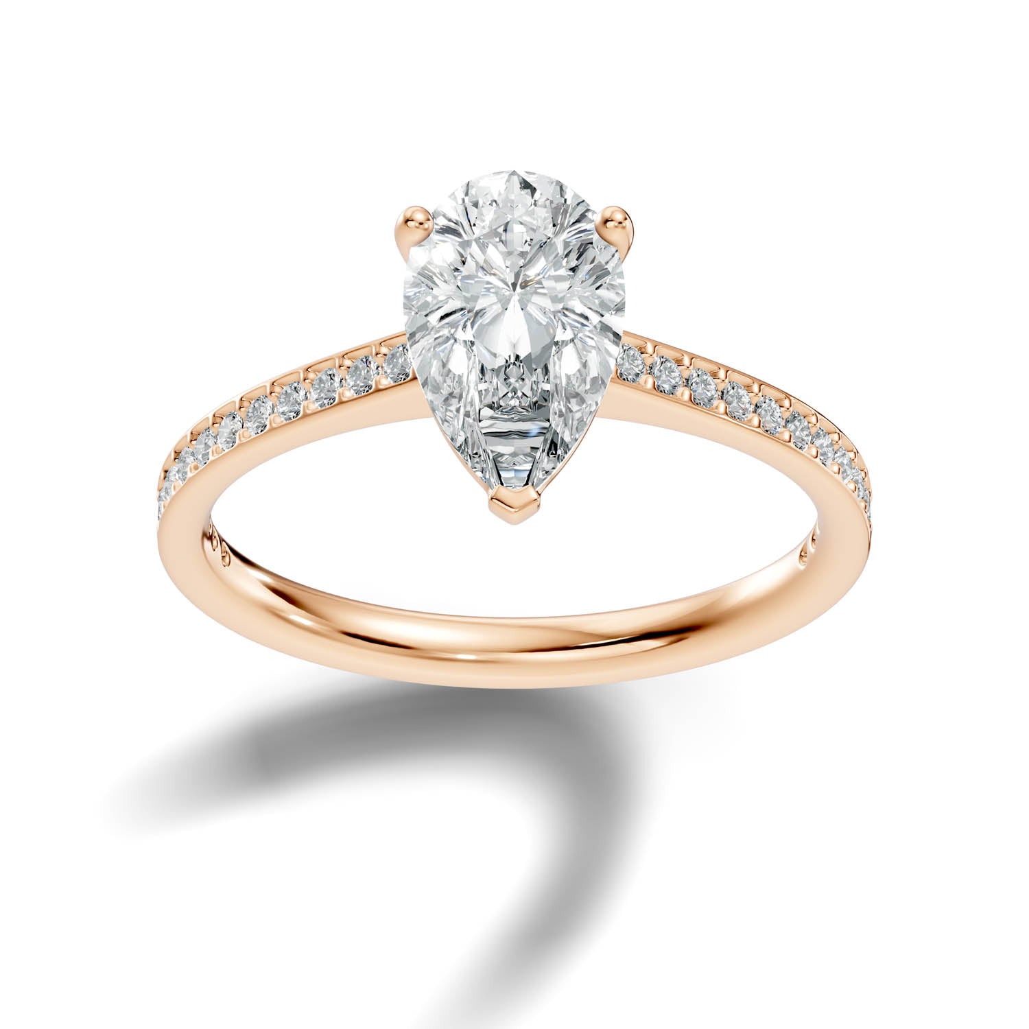 1.66 Ct. Pear Cut Pavé Diamond Engagement Ring (10PEP) 5
