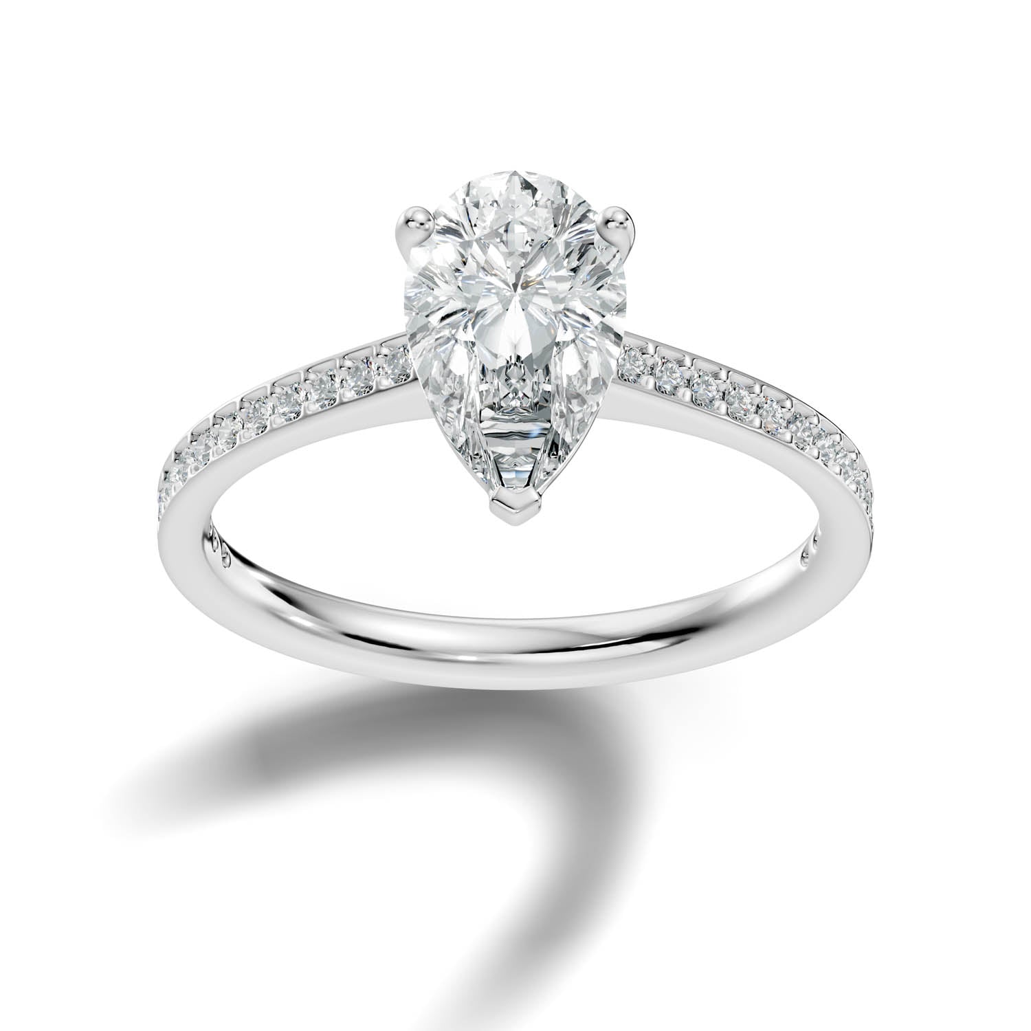 1.66 Ct. Pear Cut Pavé Diamond Engagement Ring (10PEP)