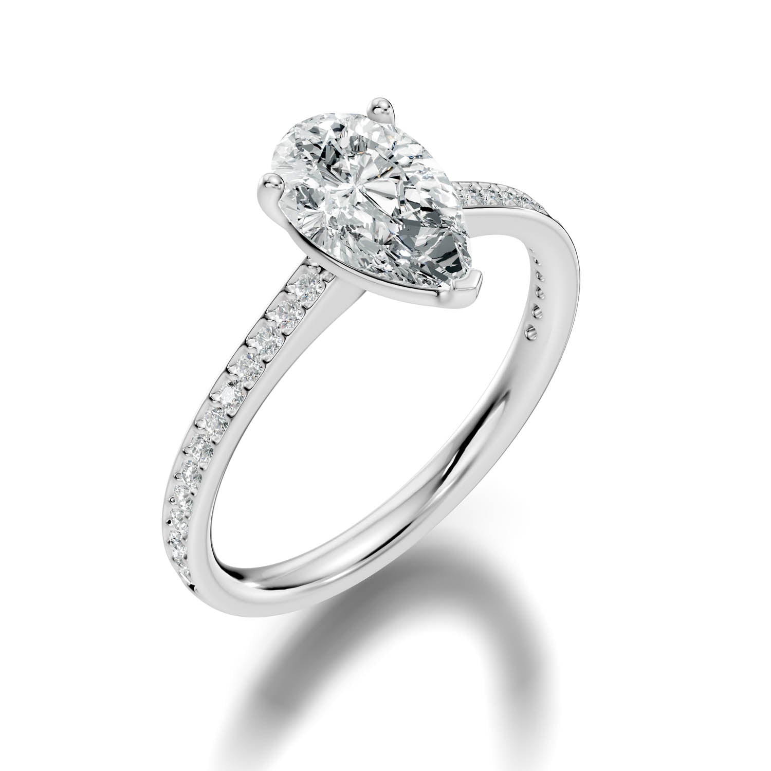 1.66 Ct. Pear Cut Pavé Diamond Engagement Ring (10PEP) 10