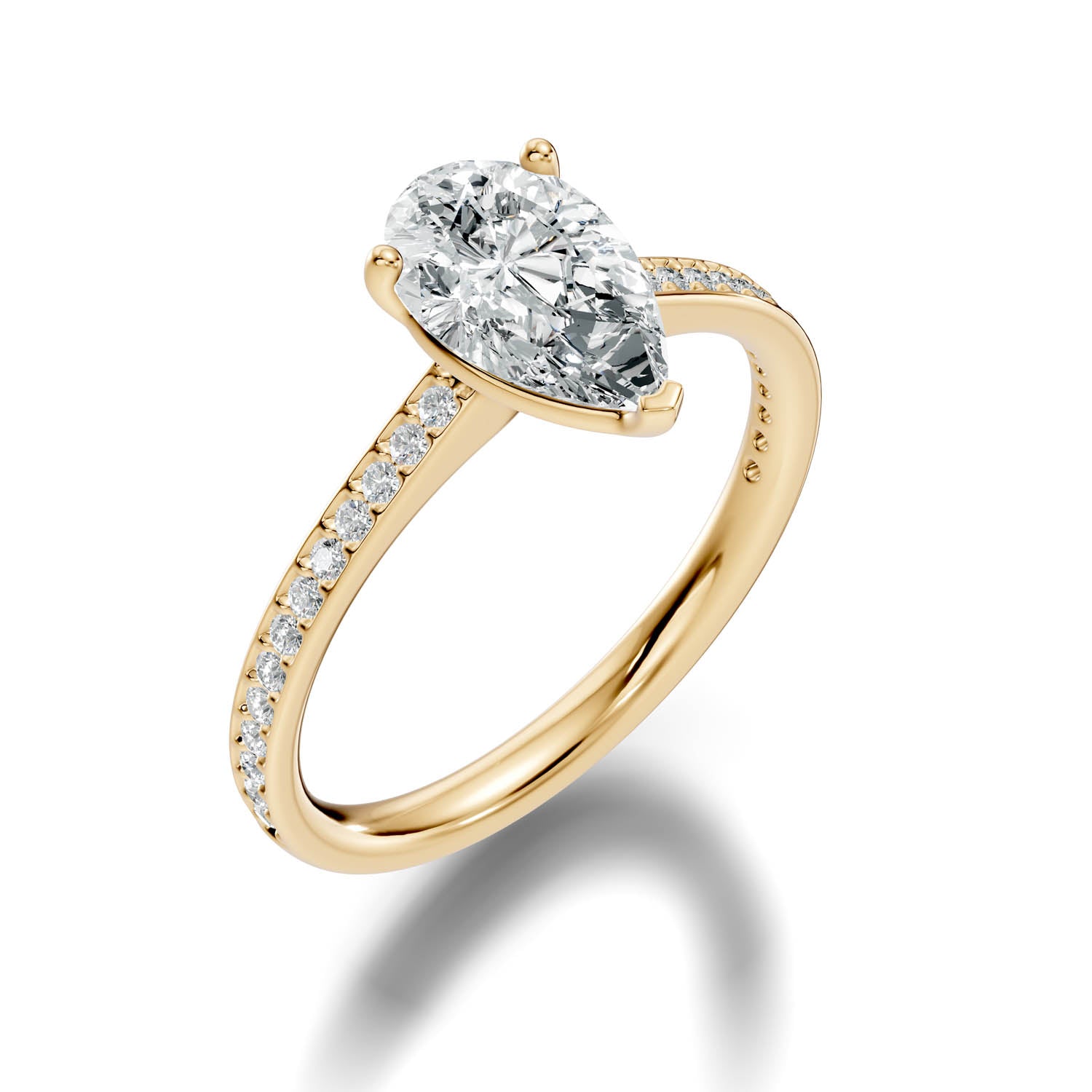 1.66 Ct. Pear Cut Pavé Diamond Engagement Ring (10PEP)