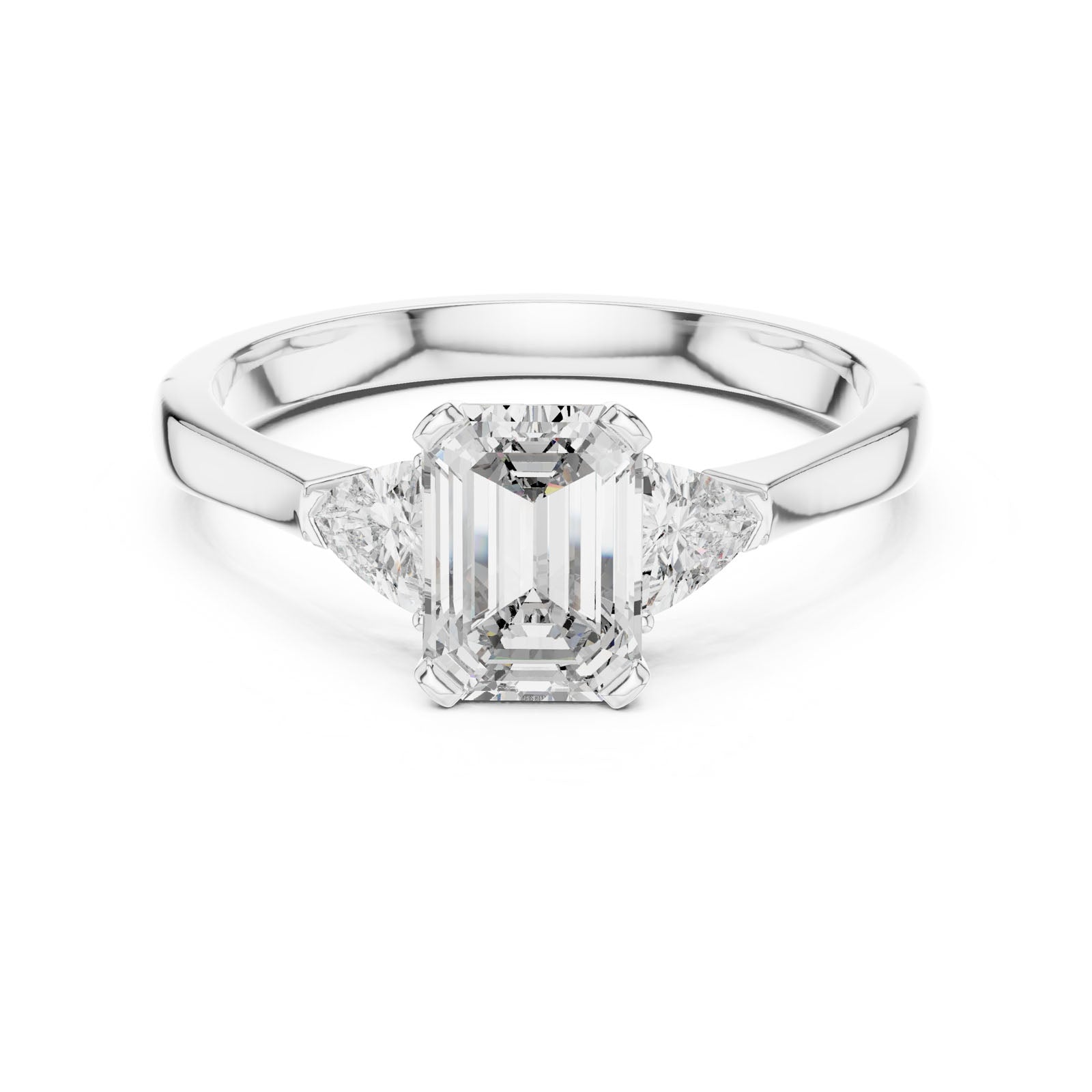 1.36 Ct. Emerald Cut Three-Stone Ring with Trillion Side Diamonds (00001L (23)) 3