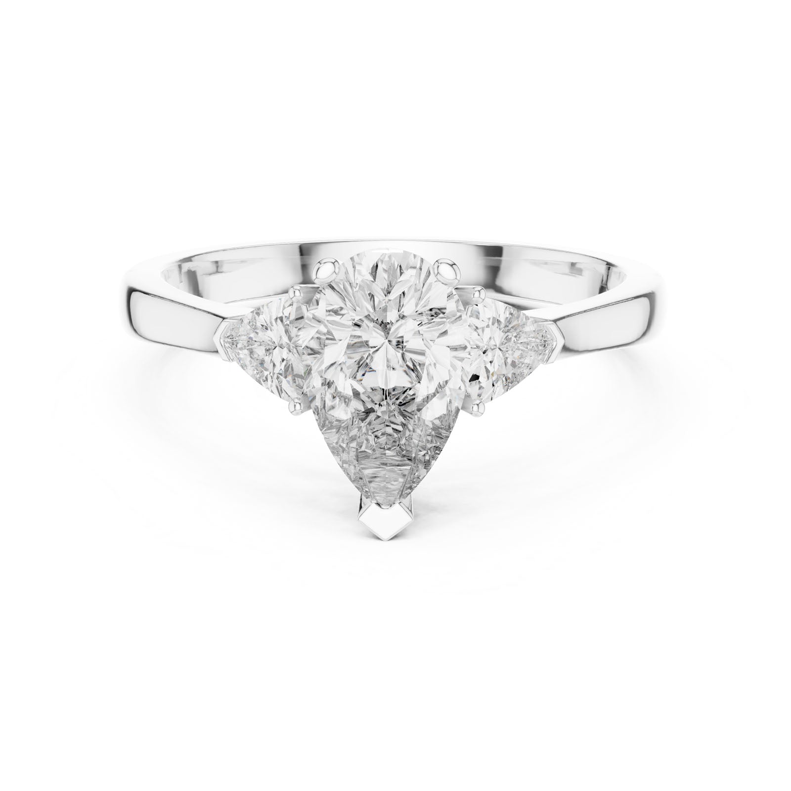1.36 Ct. Pear Diamond Three-Stone Ring with Trillion Side Diamonds (00001L (26)) 3