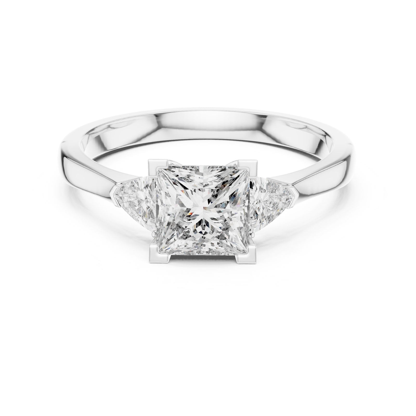 1.36 Ct. Princess Cut Three-Stone Ring with Trillion Side Diamonds (00001L (27))