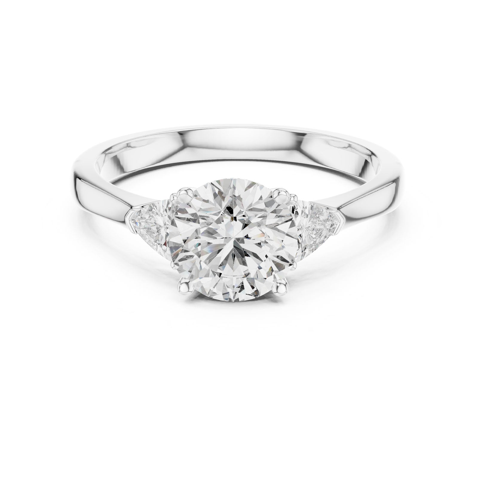 1.36 Ct. Round Diamond Three-Stone Ring with Trillion Side Diamonds (00001L (28))