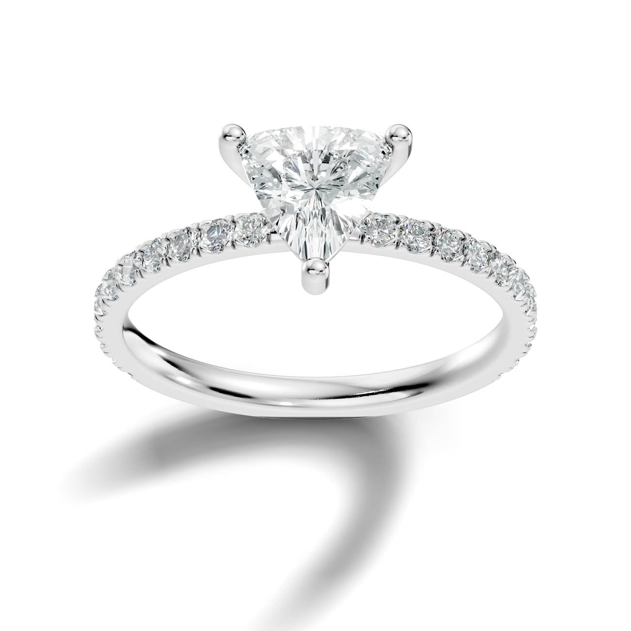 1.34 Ct. Classic Trillion Diamond Ring with Pavé Band Setting
