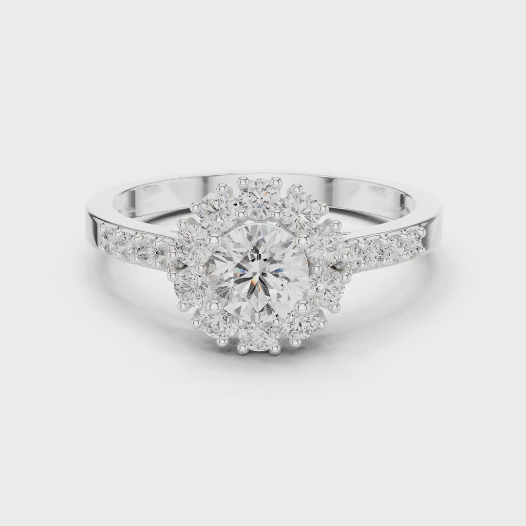 .97 Ct. Round Diamond Halo Ring with Pavé-Set Band (ALR-66) 3