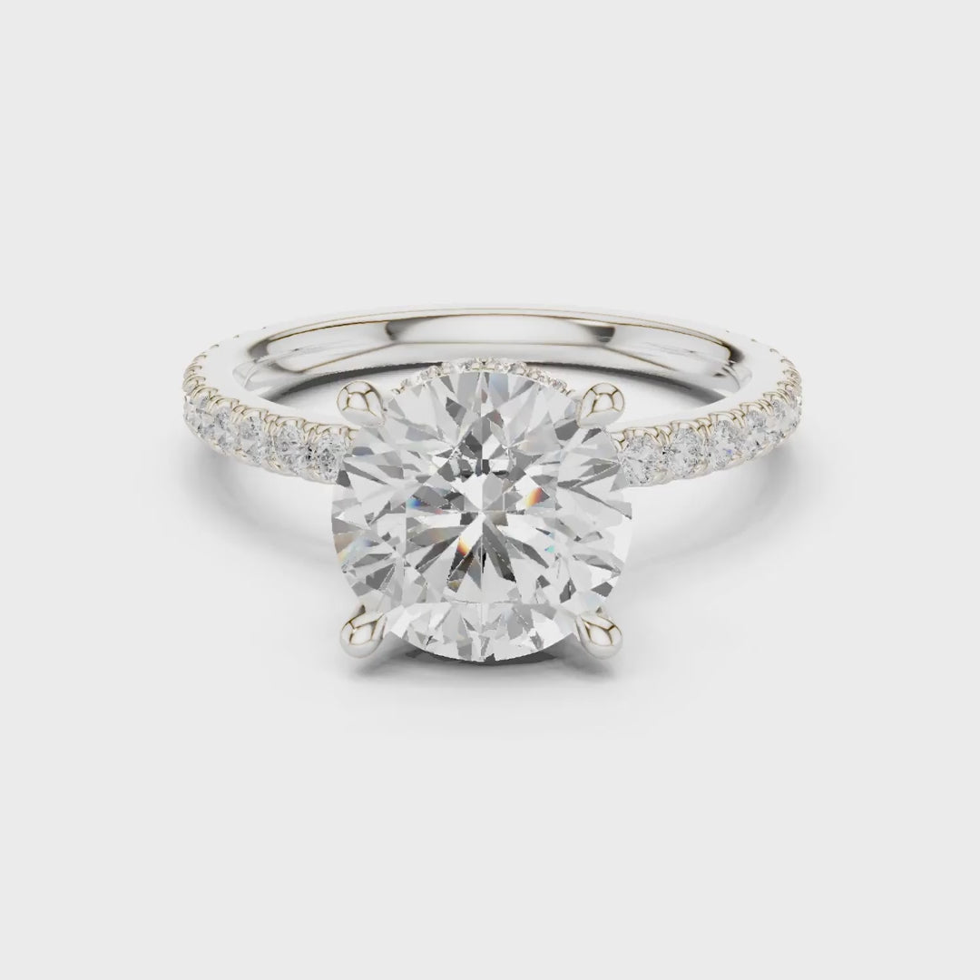 3.74 Ct. Round Diamond Ring with Pavé Band and Double Hidden Halo (DDLR-171-RD) 3