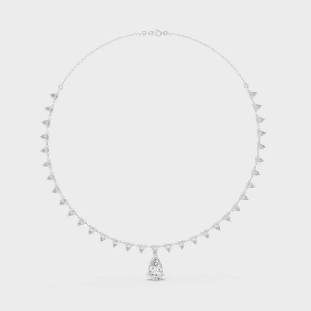 9.02 Ct. Pear Diamond Drop Necklace with Graduated Pear Accent Chain (SBWN (37))
