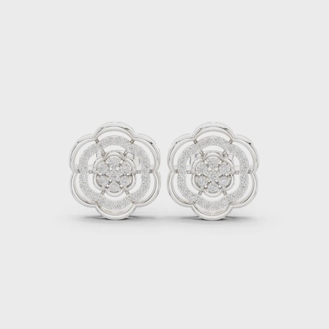.46 Ct. Round Diamond Floral Halo Earrings (ALJER-519)