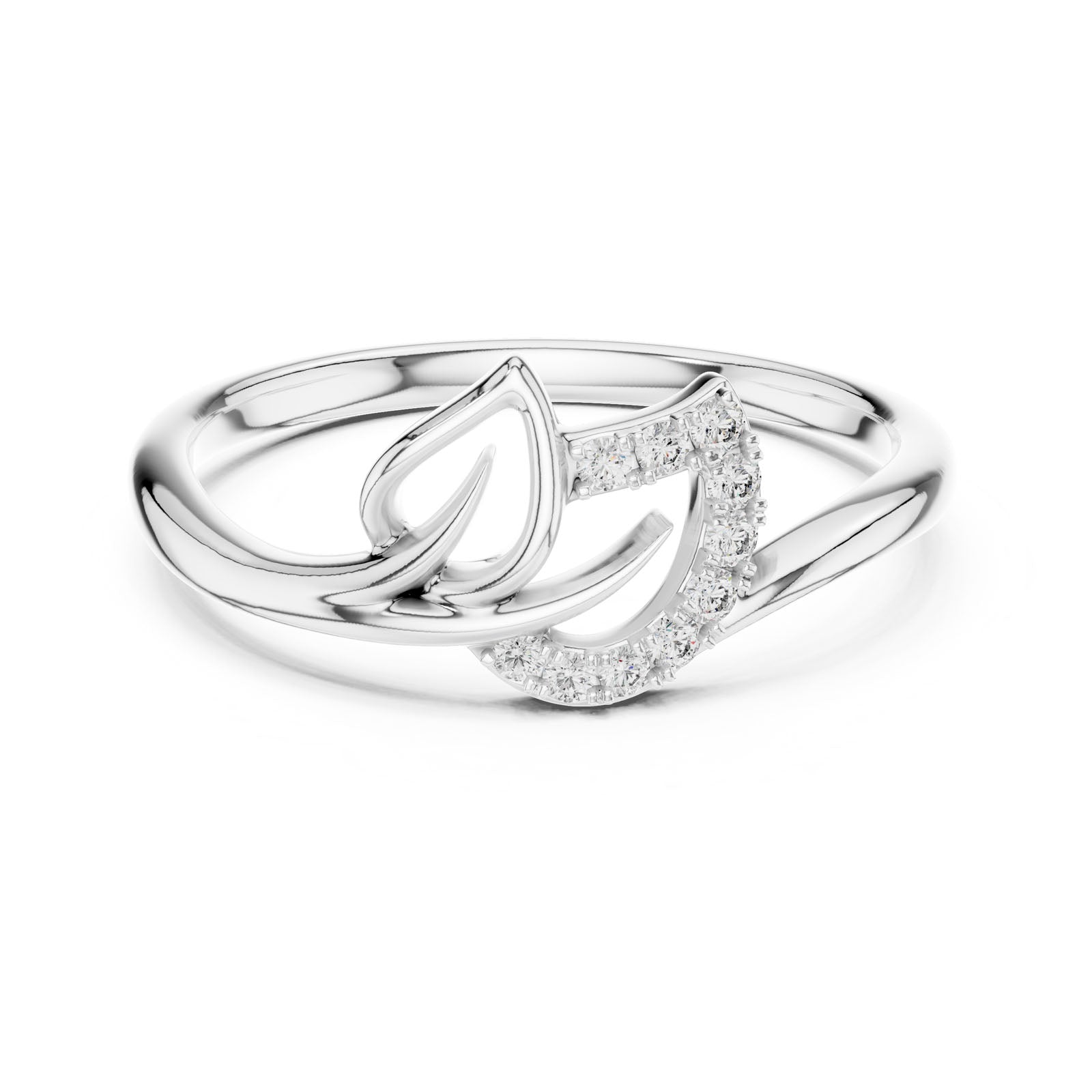 .08 Ct. Diamond Leaf Ribbon Ring with Pavé Accents (12#10047@L) 3