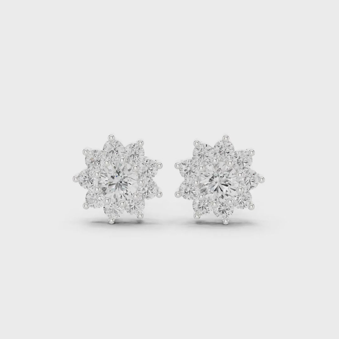 2.17 Ct. Floral Round Diamond Cluster Earrings (AGDER-378) 3
