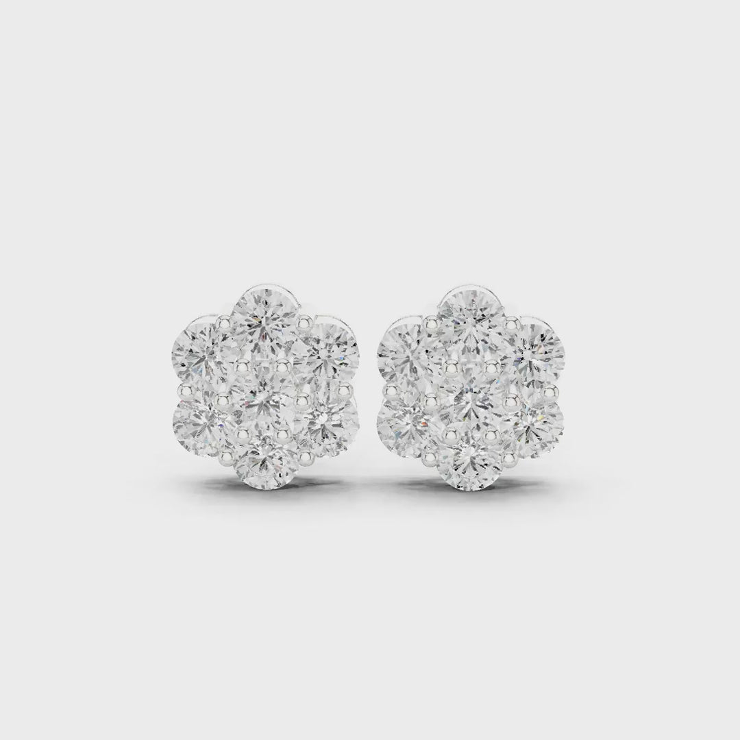 2.94 Ct. Round Diamond Cluster Flower Earrings (ALJER-486)