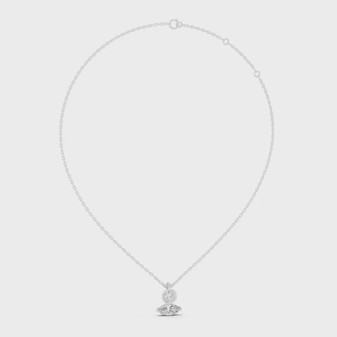 .27 Ct. Round and Marquise Diamond Two-Stone Drop Pendant Necklace (SBWN (55)) 3