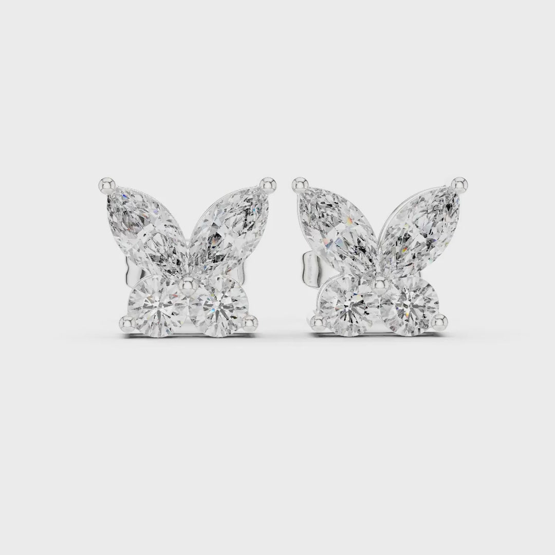 1.19 Ct. Butterfly Diamond Earrings with Marquise and Round Diamonds (AER-109)