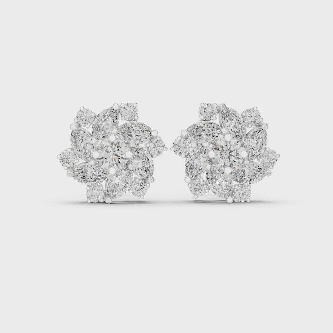 1.94 Ct. Floral Multi-Shape Diamond Cluster Earrings (AGDER-215) 3