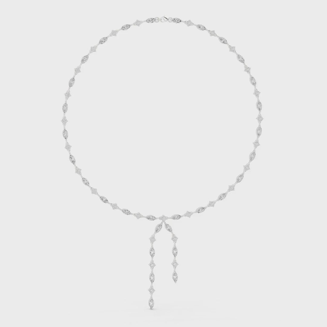 10.43 Ct. Round and Marquise Diamond Pavé Station Necklace with Drop Tassel (SBWN (13)) 3