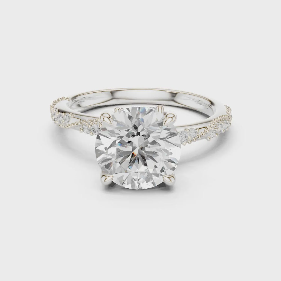 2.93 Ct. Round Brilliant Diamond Pavé Engagement Ring with Hidden Halo (DDLR-167-RD) 15
