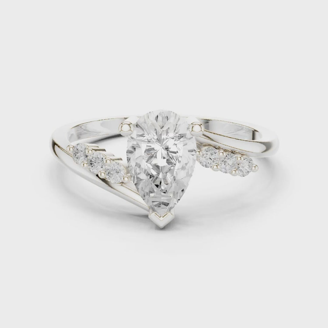 .84 Ct. Pear Diamond Bypass Ring with Pavé Accents (HLR-255) 3