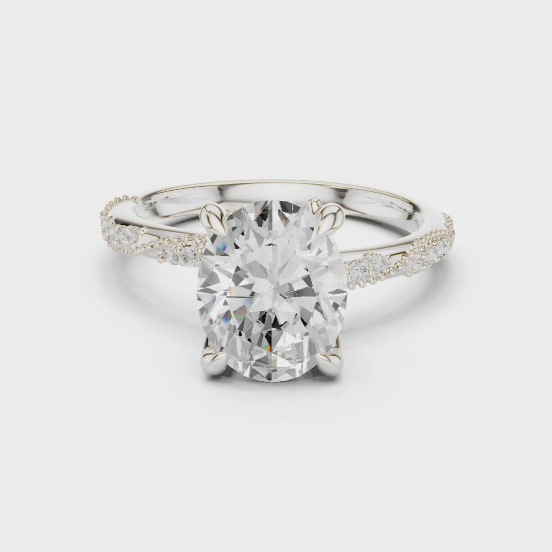 2.93 Ct. Oval Cut Diamond Pavé Engagement Ring with Hidden Halo (DDLR-167-OV)