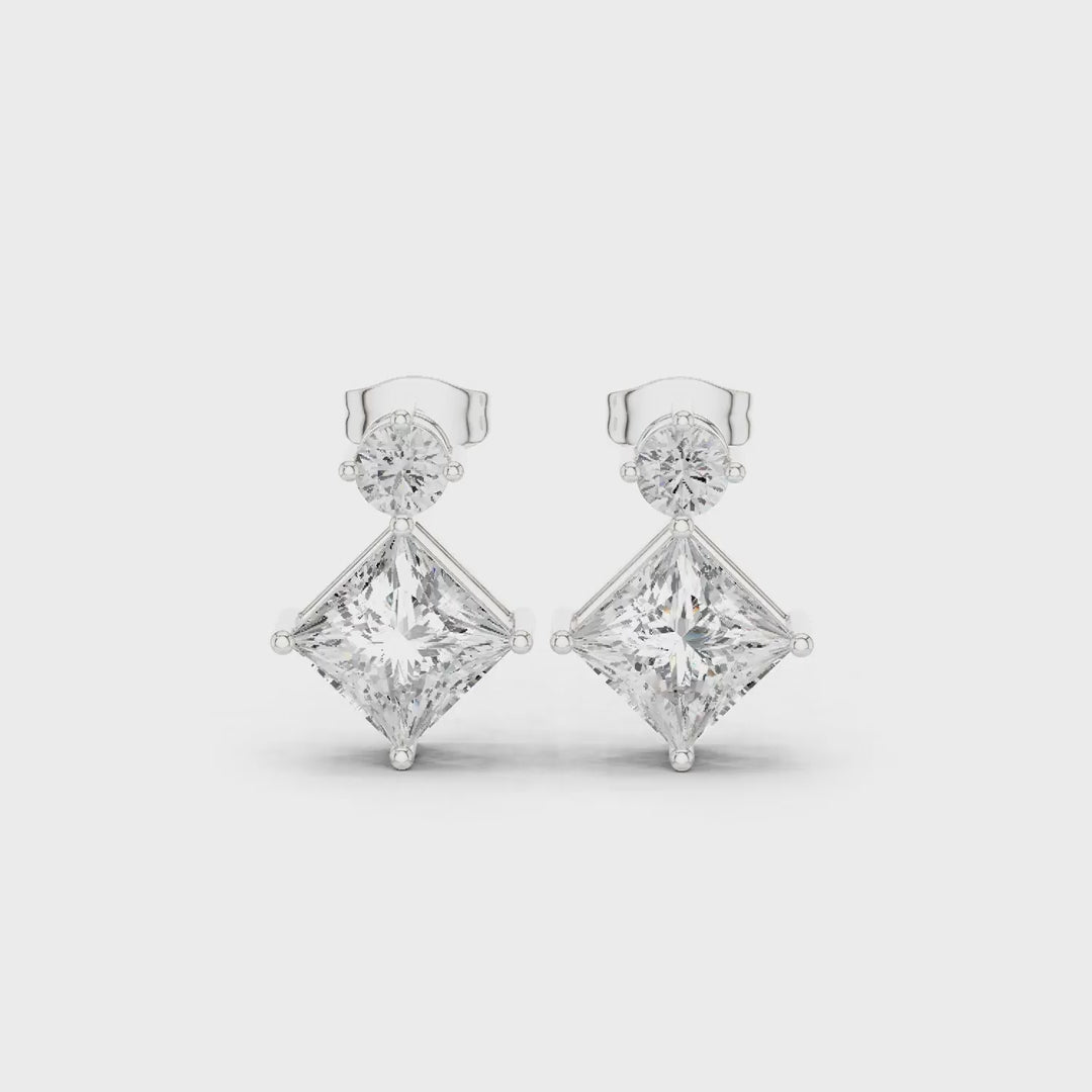 1.78 Ct. Princess and Round Diamond Drop Earrings (AOMER105101-RPT) 3