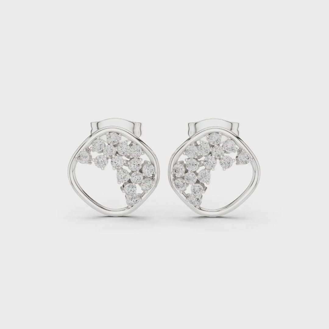 .38 Ct. Round Diamond Cluster Open Frame Earrings (SBER(45))