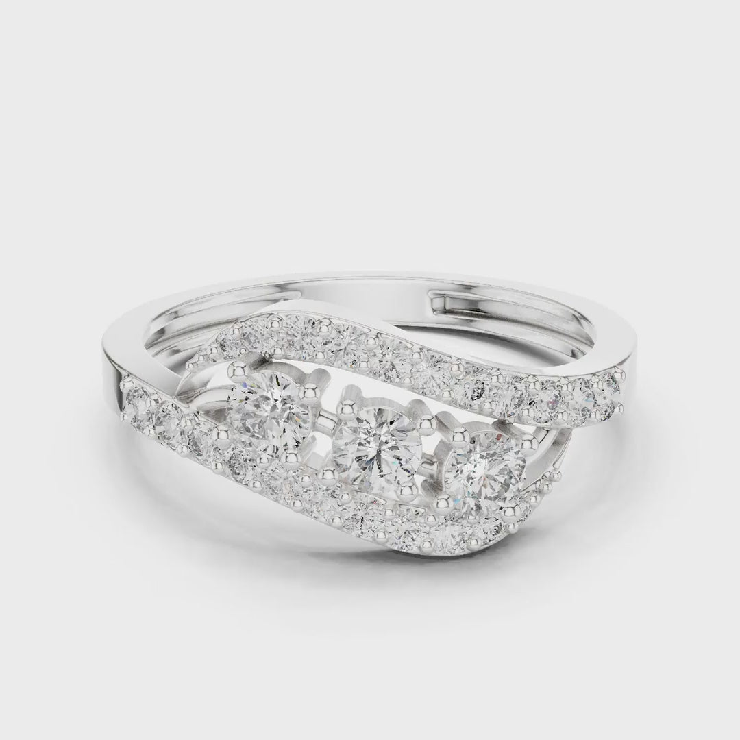 .53 Ct. Three-Stone Diamond Ring with Pavé Crossover Band (ALR-165) 3