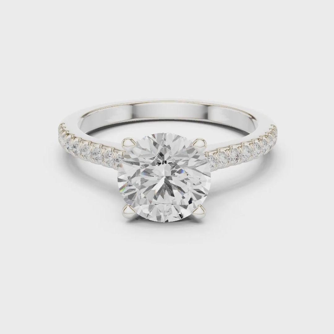 2.30 Ct. Classic Round Diamond Pavé Ring with Hidden Halo (DDLR-169 - R00845-RD) 3