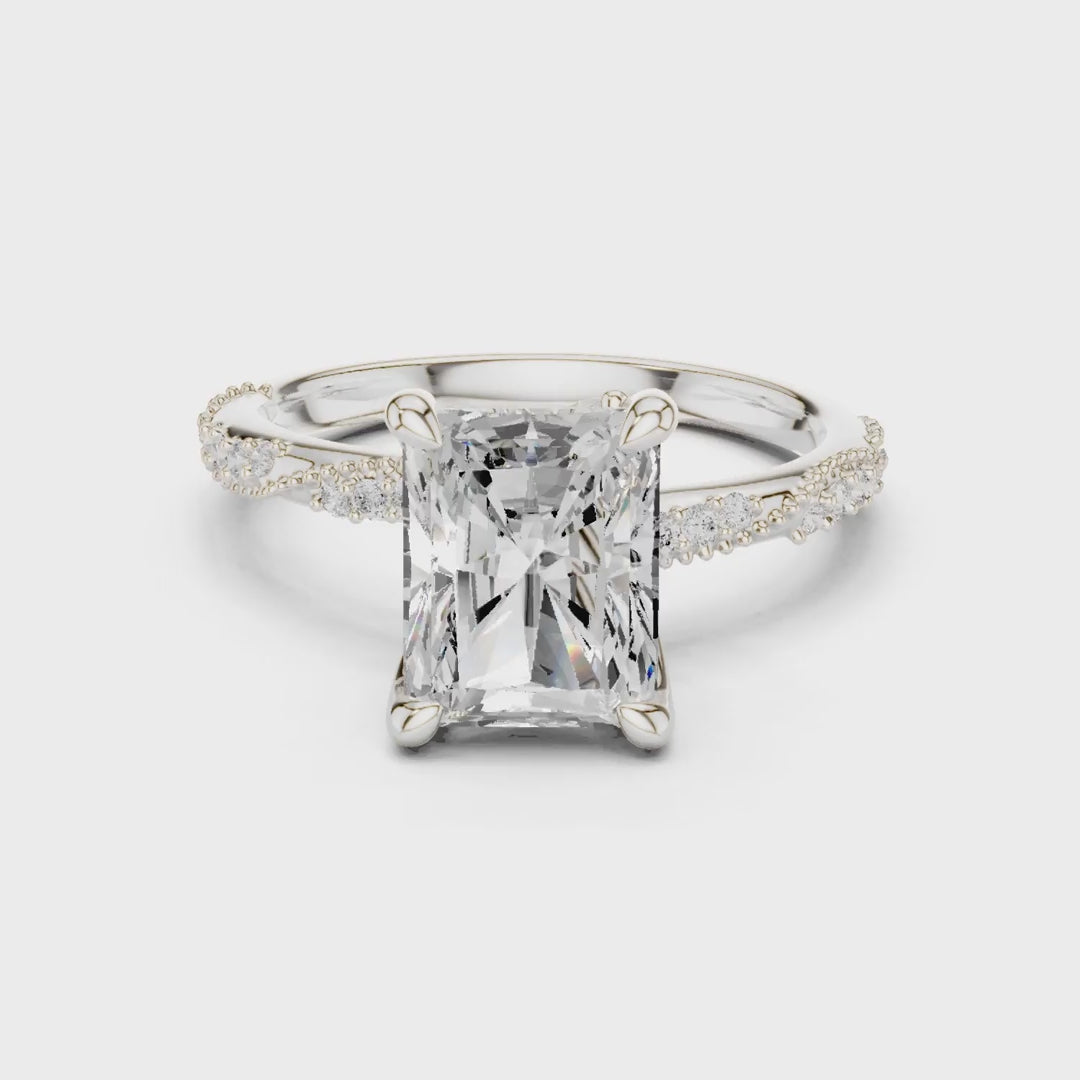 2.93 Ct. Radiant Cut Diamond Pavé Engagement Ring with Hidden Halo (DDLR-167-RA)