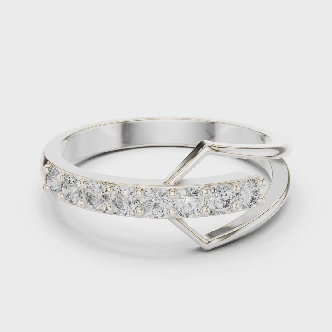 .36 Ct. Geometric Open Frame Diamond Band with Pavé Row (HLR-107)