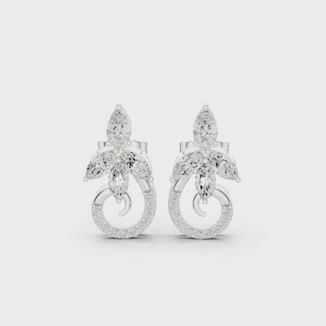 1.11 Ct. Marquise and Pear Diamond Drop Earrings with Pavé Hoop Accent (ALJER-489) 3