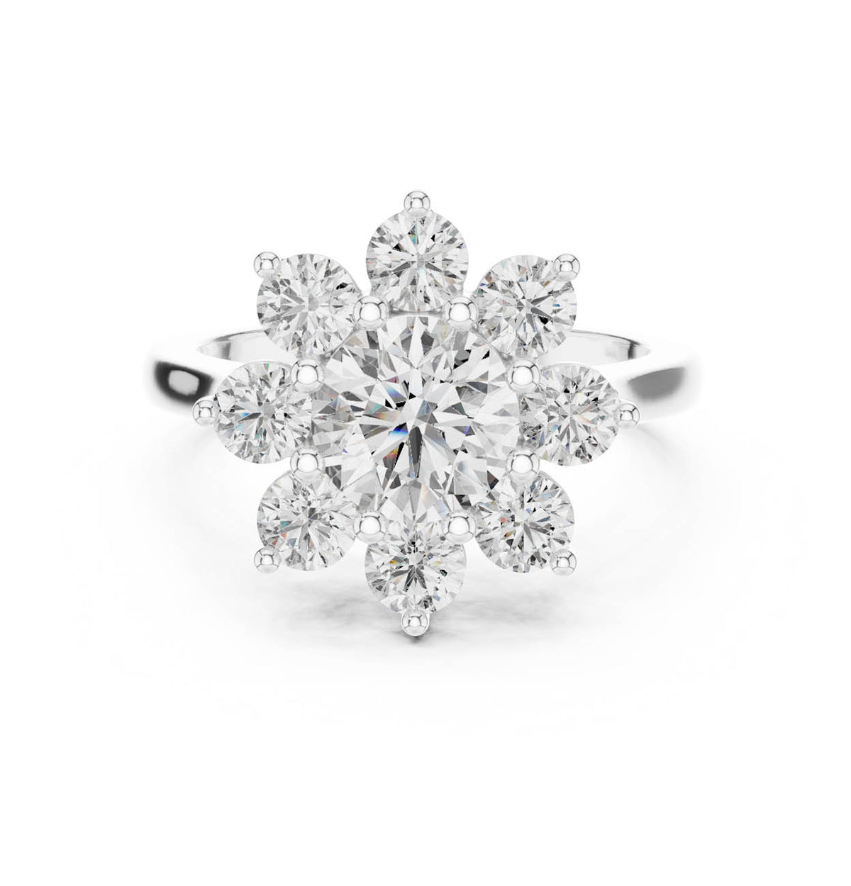 2.47 Ct. Lotus Motif Round Diamond Cluster Ring
