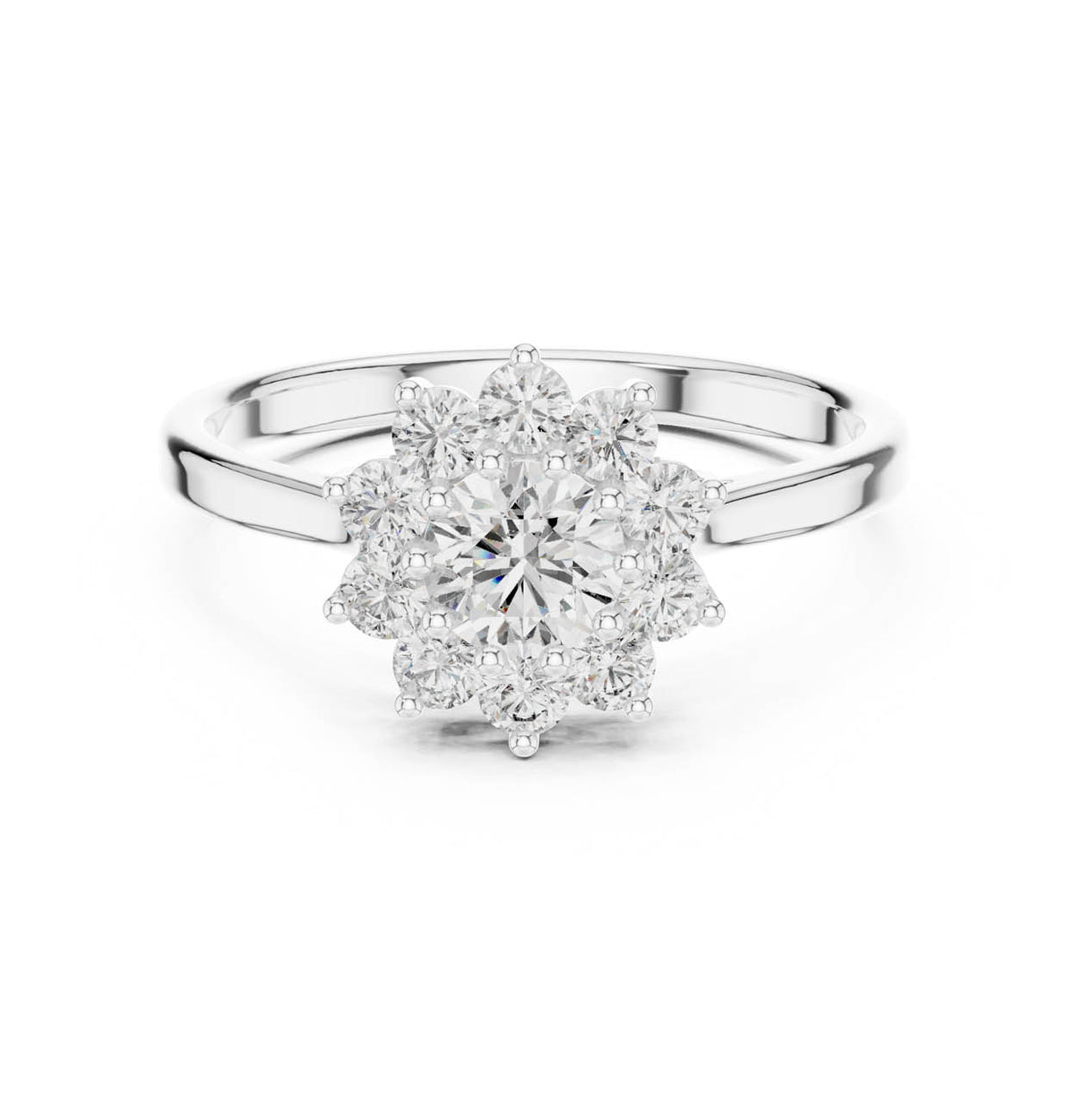 .75 Ct. Classic Floral Halo Round Diamond Ring
