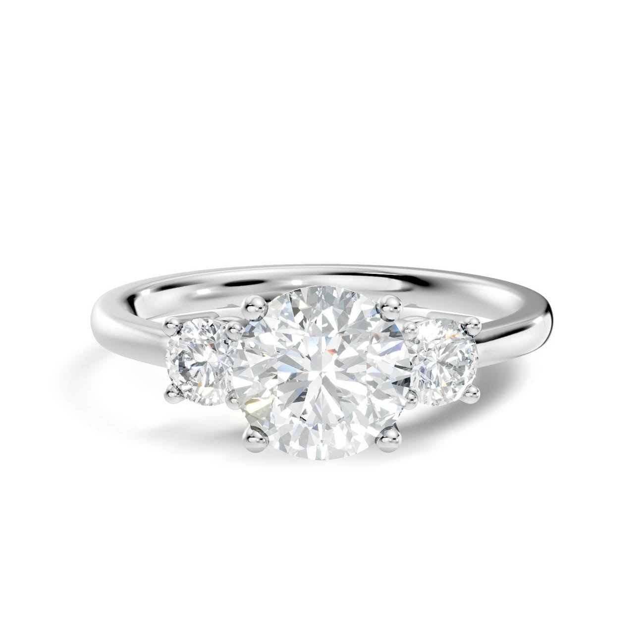 .50-1.00 Ct. Classic Round Diamond Ring with Round Side Stones