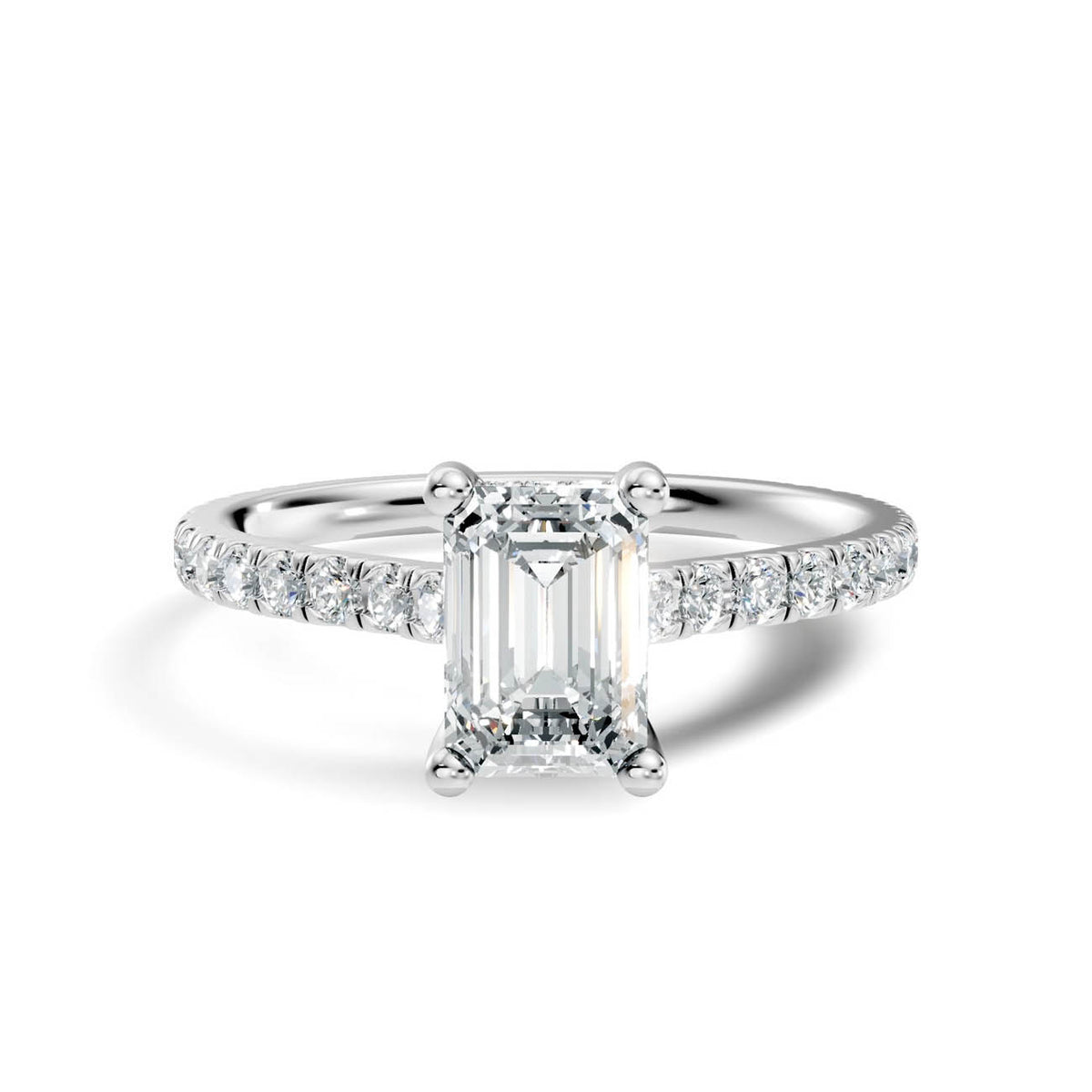 .50-1.50 Ct. Emerald-Cut Diamond Pavé Ring with Hidden Halo 3