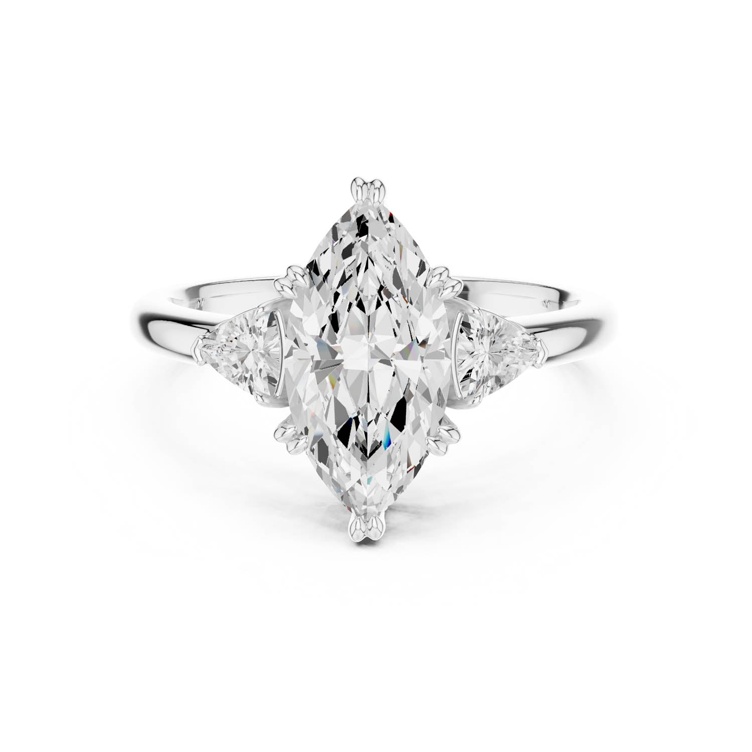 2.40 Ct. Marquise Diamond Three-Stone Ring with Trillion Side Stones (DDLR-033-MQ)